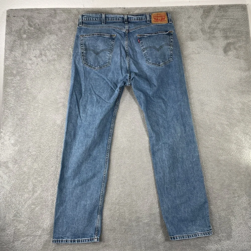 Levis 505 Regular Fit Jeans Mens 38x32 Blue Straight Leg Denim Stretch Workwear